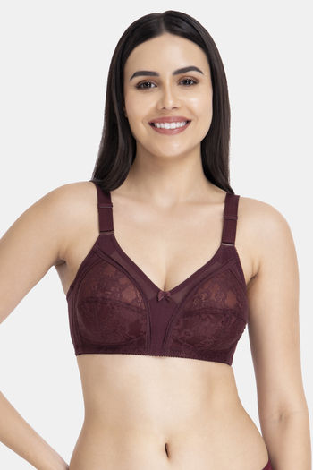 Buy Amante Double Layered Non Wired Full Coverage Lace Bra Bra - Crushed Violet